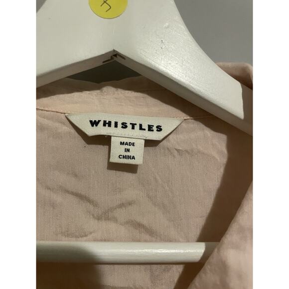 Whistles‎ Blouse Size Large Pale Pink Lightweight Top Collared V Neck Pocket - Picture 3 of 8
